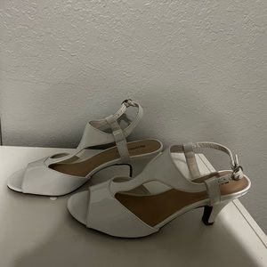 White Open Toe Heels Size 9
